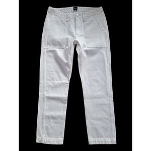EDWIN 100% Cotton Mid‎ Rise Twill Utility Cargo Pants Size 27 Eggshell White